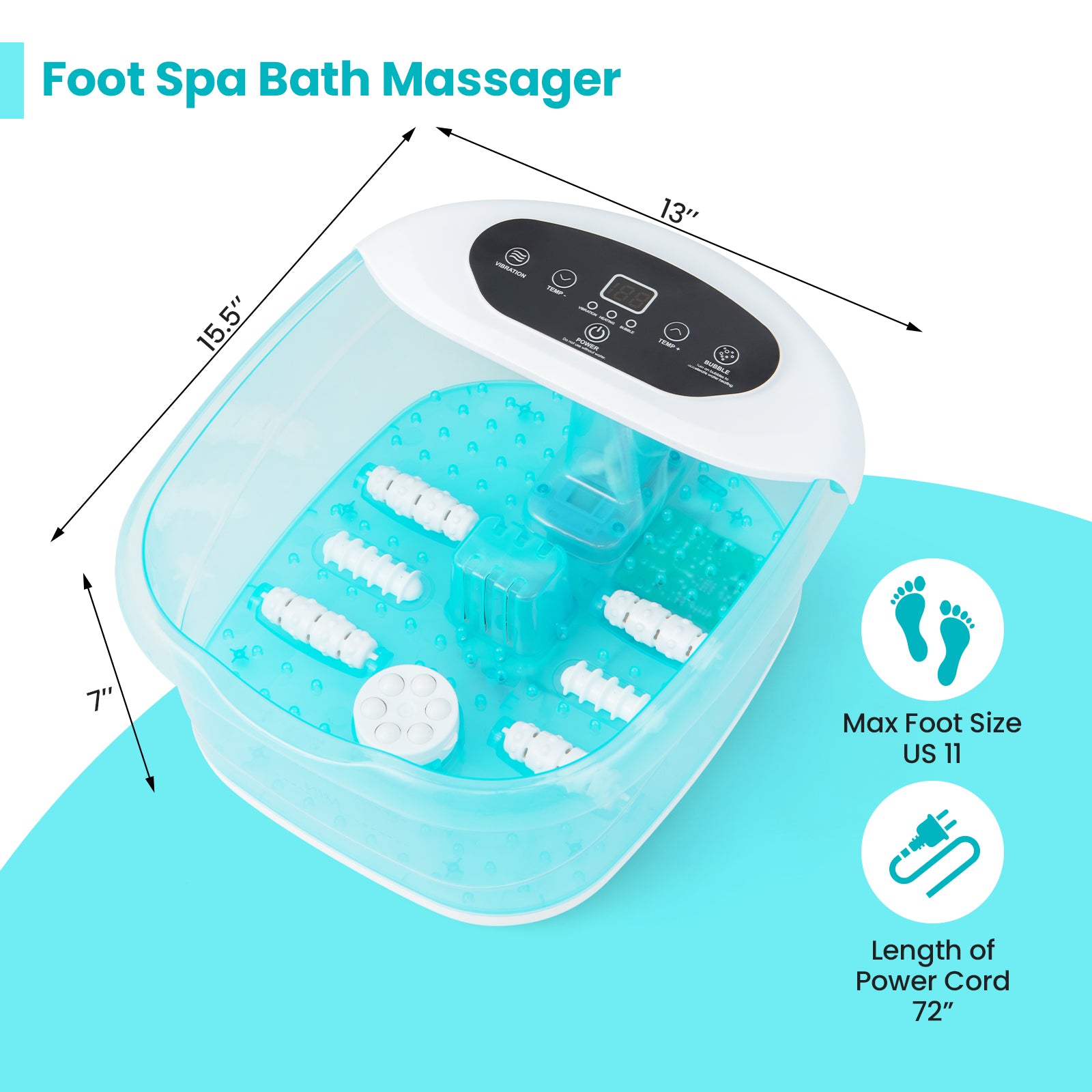 Foot Spa Massager Tub with Removable Pedicure Stone and Massage Beads, Turquoise Foot Massager at Gallery Canada