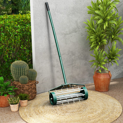 18 Inch Rolling Lawn Aerator with Splash-Proof Fender for Garden, Green Lawn Care Tools at Gallery Canada