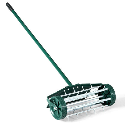 18 Inch Rolling Lawn Aerator, Splash-Proof Fender, Green Lawn Care Tools Green at Gallery Canada