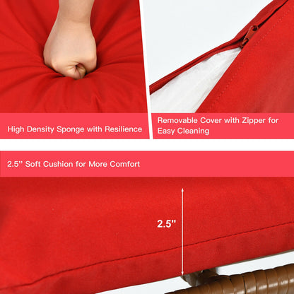 3 Pieces Patio Rattan Bistro Set with Cushions and Glass Table, Red Patio Conversation Sets at Gallery Canada