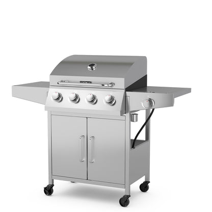 50000 BTU 5-Burner Propane Gas Grill, Side Burner, 2 Prep Tables, Silver Outdoor Grills Silver at Gallery Canada