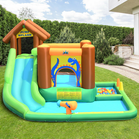 Inflatable Waterslide Bounce House Climbing Wall without Blower Bounce House Green, blue, orange at Gallery Canada