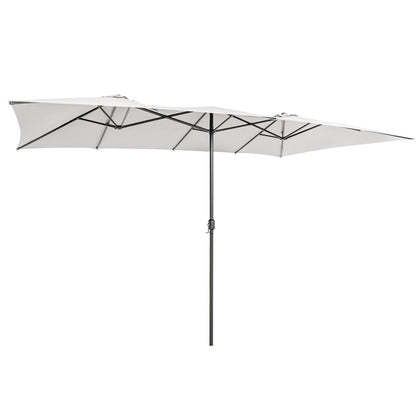 15 Feet Double-Sized Patio Umbrella with Crank Handle and Vented Tops, Beige Outdoor Umbrellas at Gallery Canada