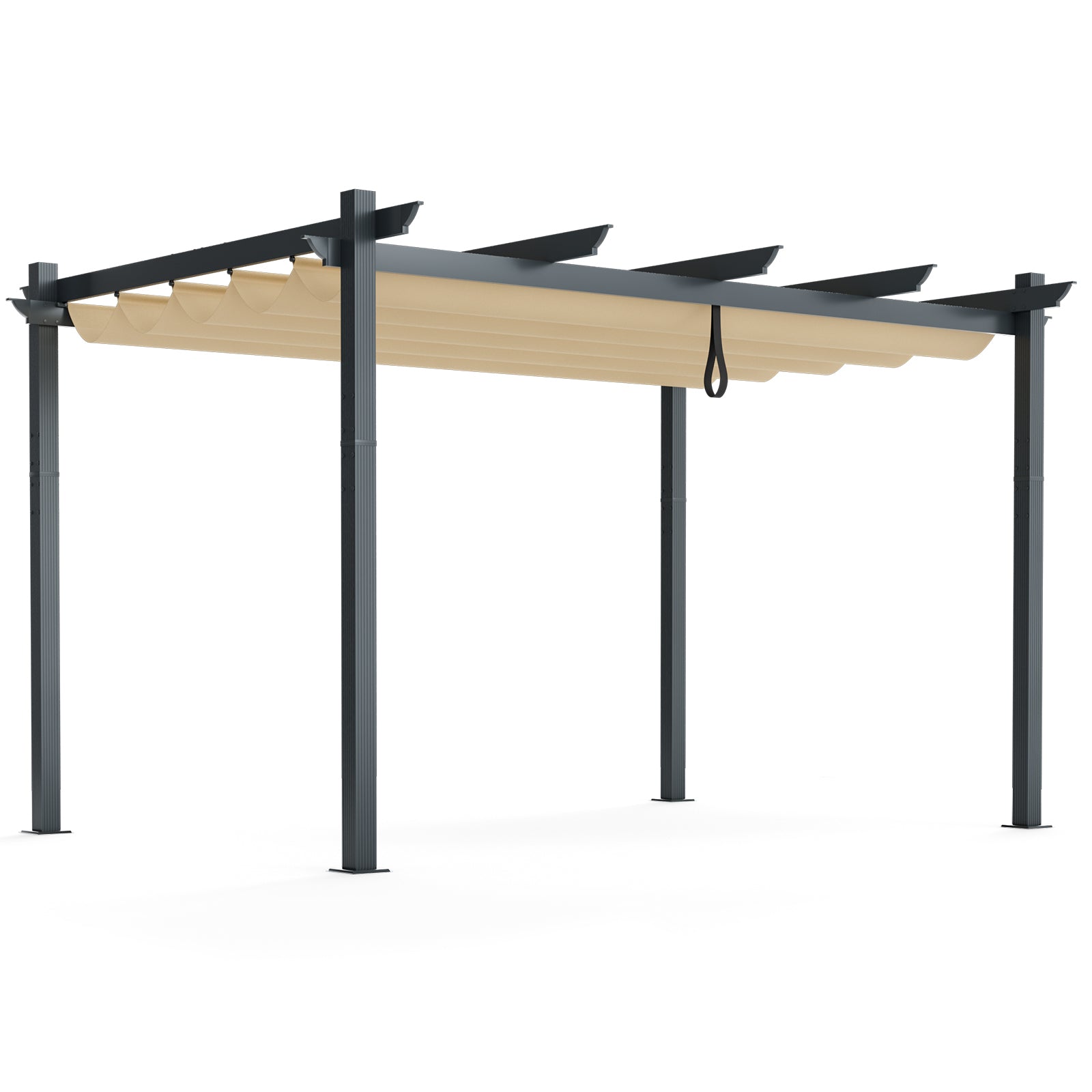 10 x 13 Feet Aluminum Retractable Pergola Canopy, Beige Gazebos at Gallery Canada