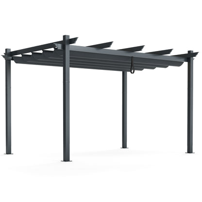 10x13 Feet Aluminum Retractable Pergola Canopy, Gray Gazebos Gray at Gallery Canada