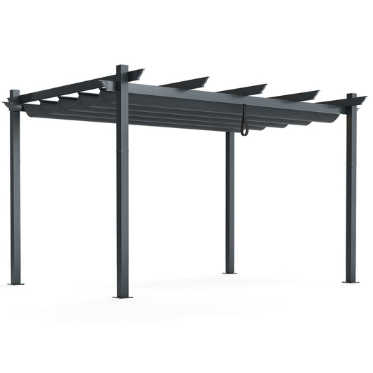 10x13 Feet Aluminum Retractable Pergola Canopy, Gray