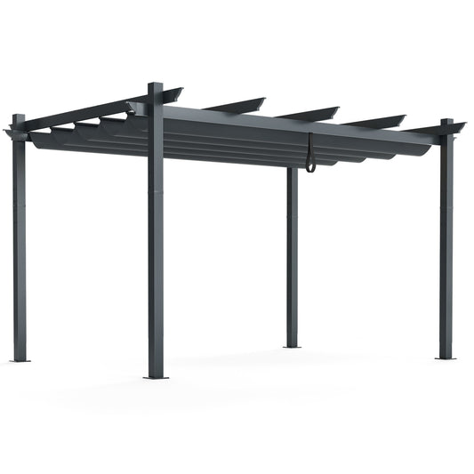10 x 13 Feet Outdoor Aluminum Retractable Pergola Canopy Shelter, Gray at Gallery Canada