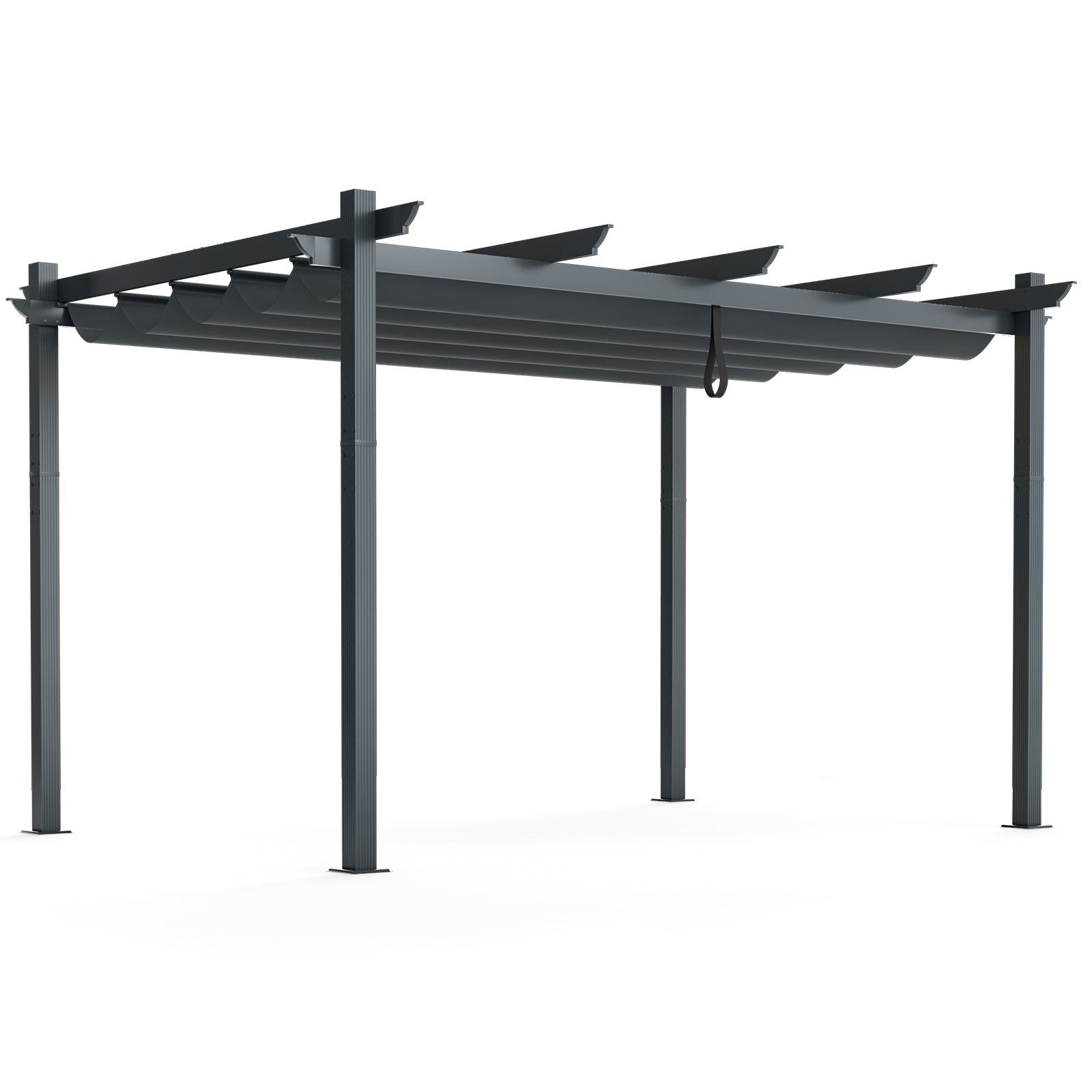10x13 Feet Aluminum Retractable Pergola Canopy, Gray Gazebos at Gallery Canada