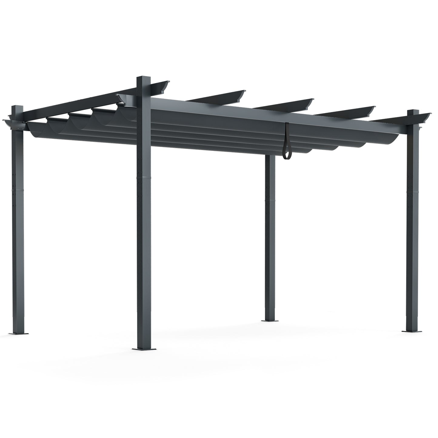 10x13 Feet Aluminum Retractable Pergola Canopy, Gray Gazebos at Gallery Canada