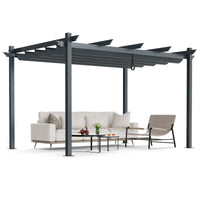 Thumbnail for 10 x 13 Feet Outdoor Aluminum Retractable Pergola Canopy Shelter - Gallery View 4 of 12
