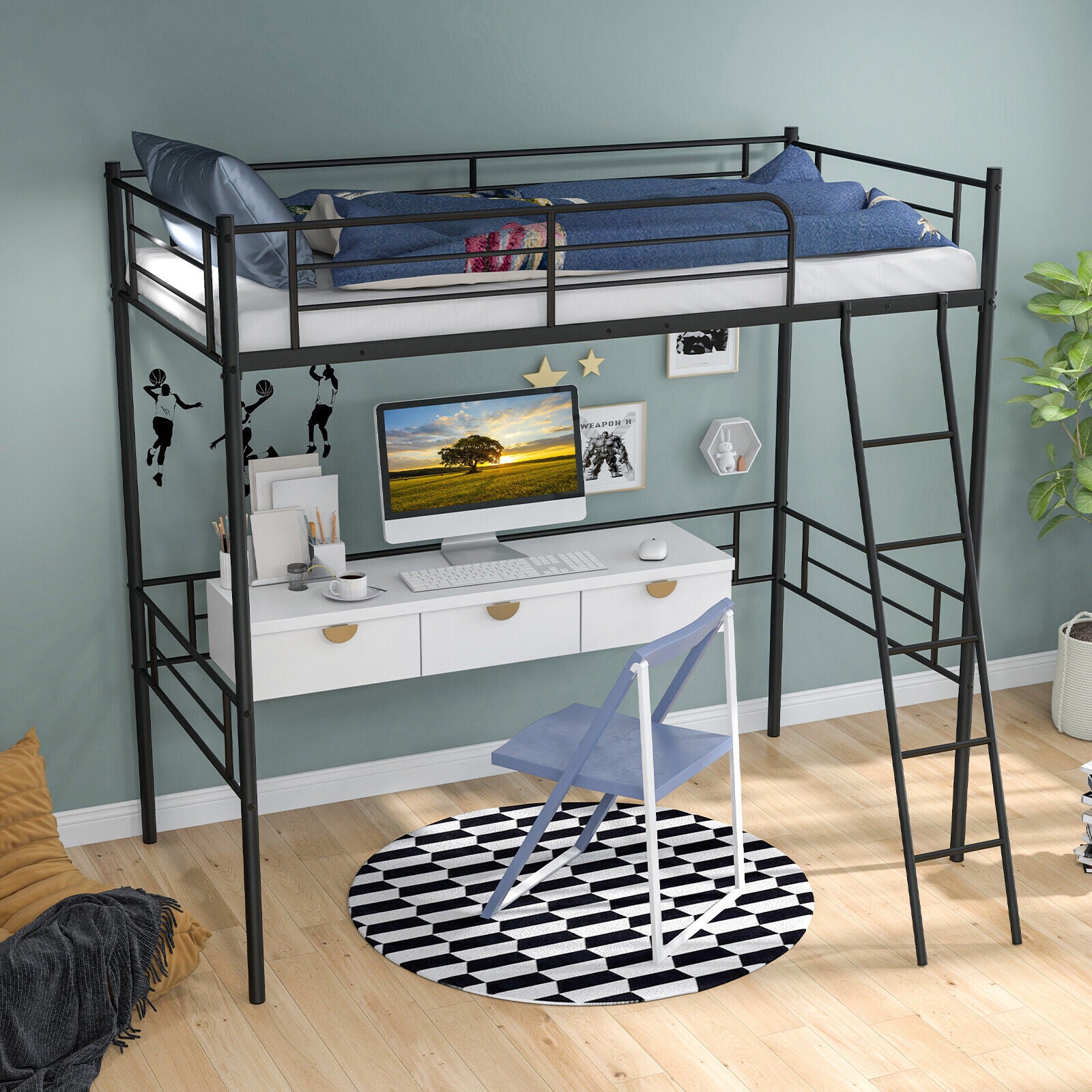 Metal Loft Twin Bed Frame, Black Bunk Bed Frame at Gallery Canada