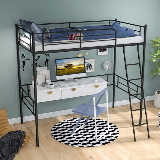 Metal Loft Twin Bed Frame, Black Bunk Bed Frame Black at Gallery Canada