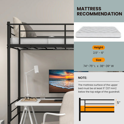 Metal Loft Twin Bed Frame, Black Bunk Bed Frame at Gallery Canada