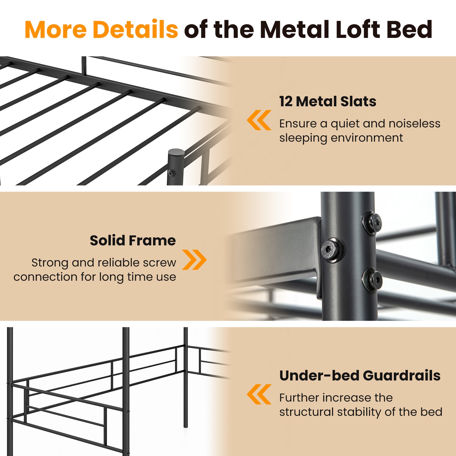Metal Loft Twin Bed Frame, Black Bunk Bed Frame at Gallery Canada