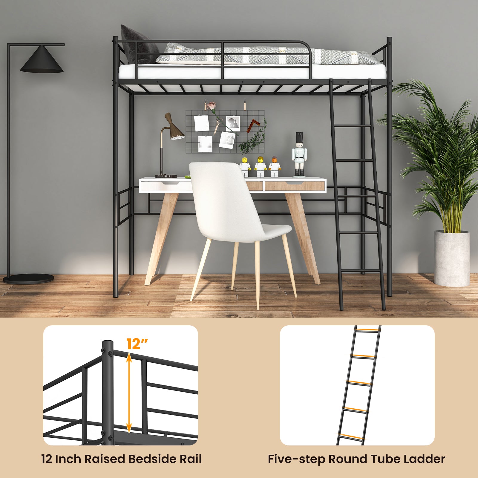 Metal Loft Twin Bed Frame, Black Bunk Bed Frame at Gallery Canada