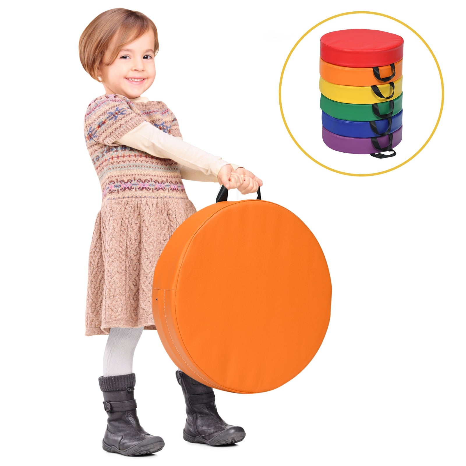 6 Pieces 15 Inch Round Toddler Floor Cushions for Kids, Multicolor Kids Chairs & Seating at Gallery Canada