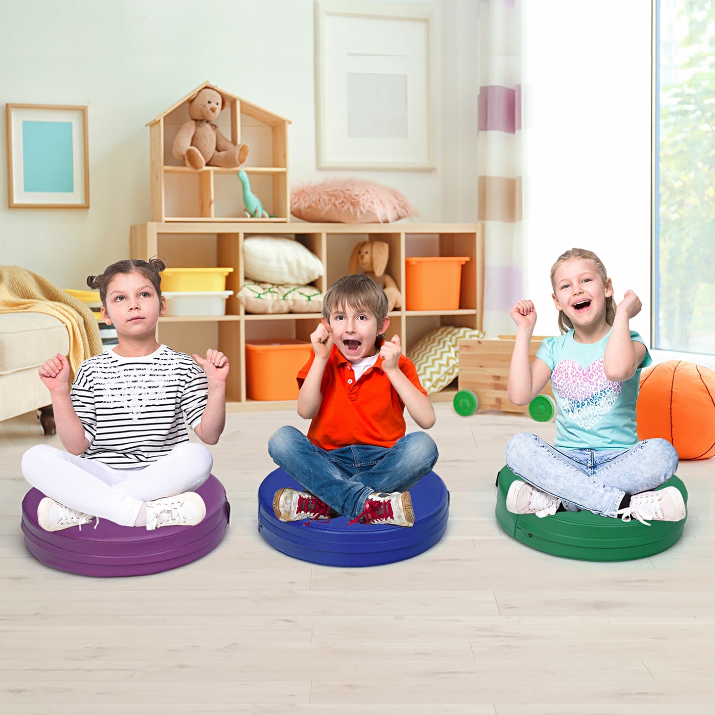 6 Pieces 15 Inch Round Toddler Floor Cushions for Kids, Multicolor Kids Chairs & Seating at Gallery Canada