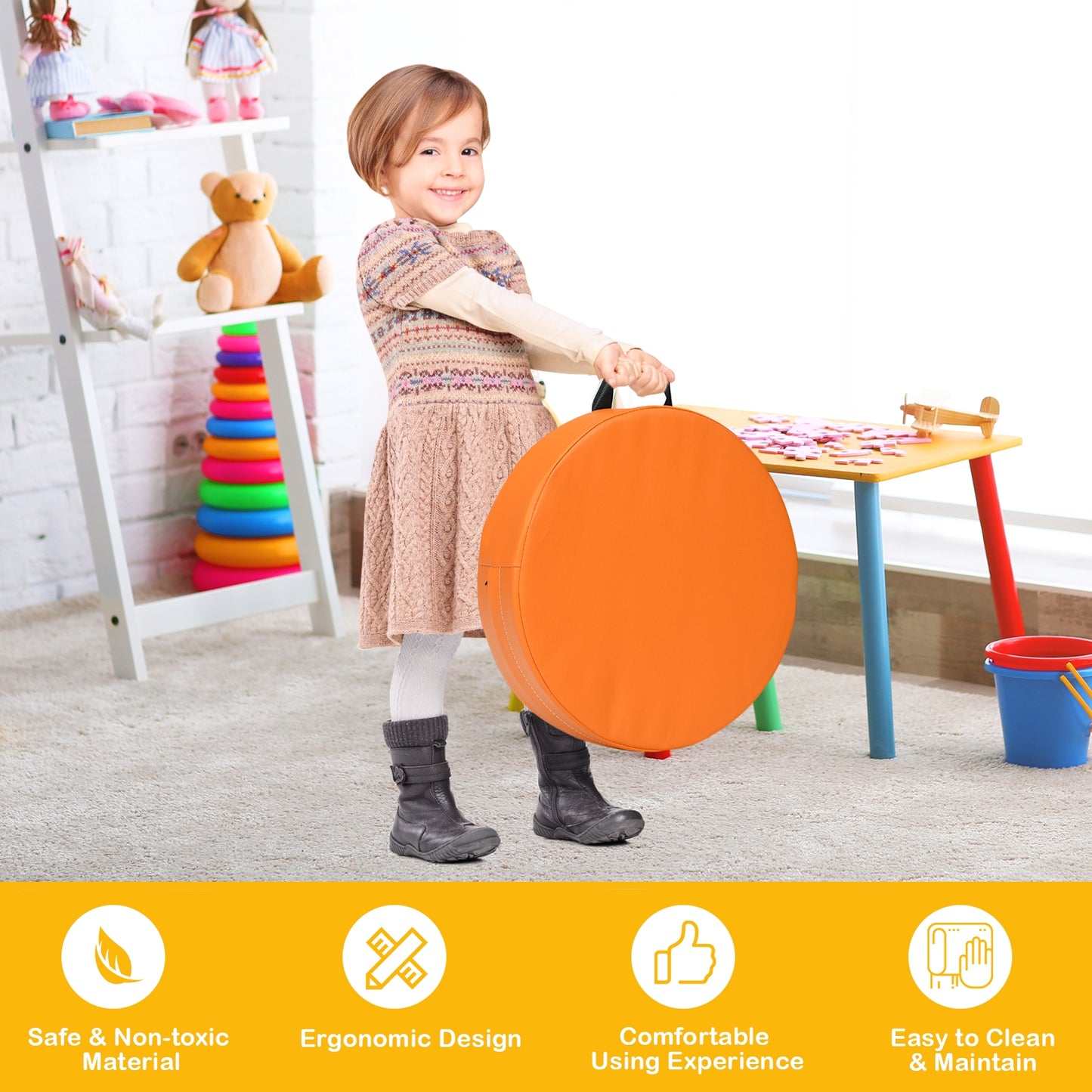 6 Pieces 15 Inch Round Toddler Floor Cushions for Kids, Multicolor Kids Chairs & Seating at Gallery Canada