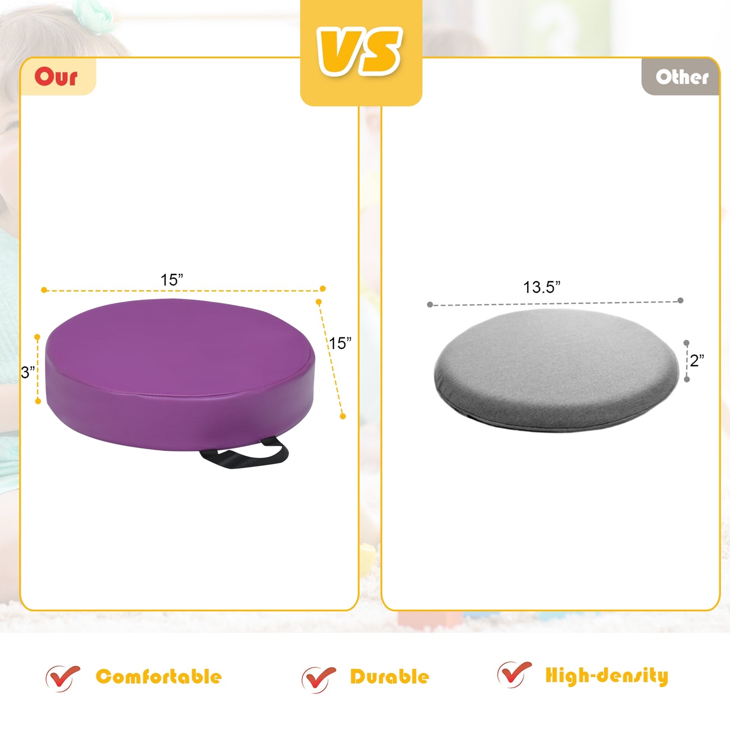 6 Pieces 15 Inch Round Toddler Floor Cushions for Kids, Multicolor Kids Chairs & Seating at Gallery Canada