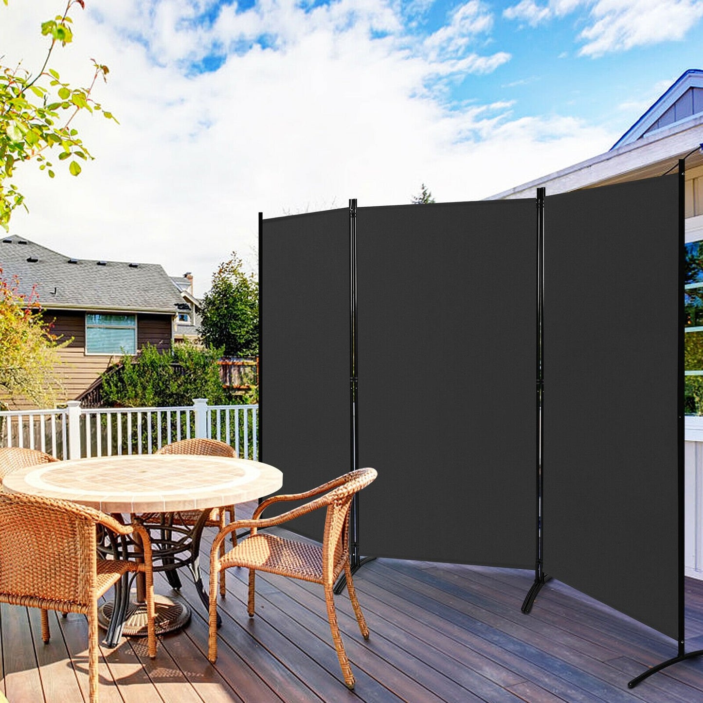 3-Panel Room Divider Folding Privacy Partition Screen for Office Room, Black - Gallery Canada