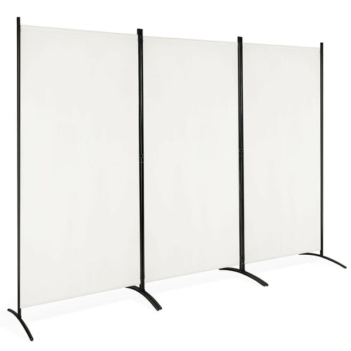 3-Panel Folding Privacy Partition Screen, White