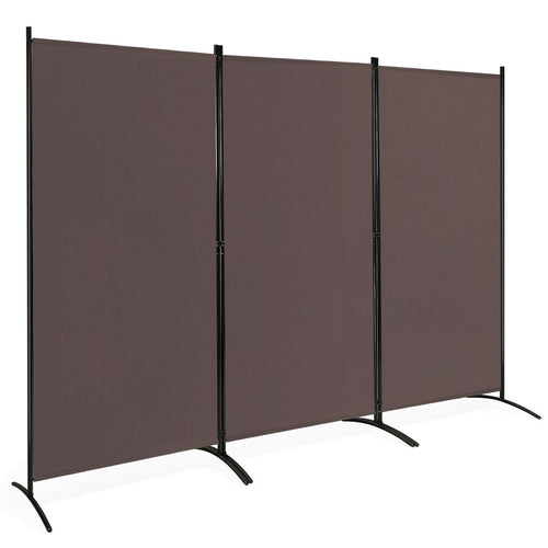 3-Panel Folding Room Divider Privacy Screen, Brown