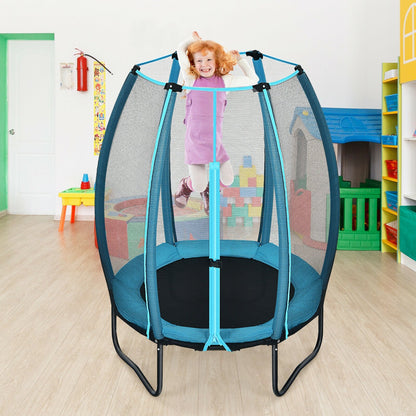 4 Feet Kids Trampoline Recreational Bounce Jumper with Enclosure Net, Blue - Gallery Canada