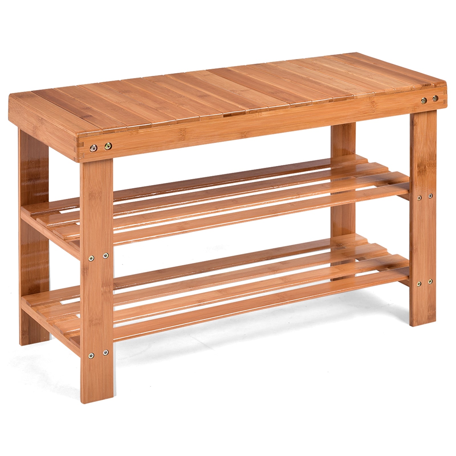 3 Tier Bamboo Bench Storage Shoe Shelf, Natural Shoe Racks & Storage Benches at Gallery Canada