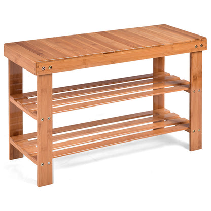 3 Tier Bamboo Bench Storage Shoe Shelf, Natural Shoe Racks & Storage Benches at Gallery Canada