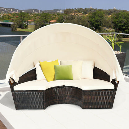 Patio Round Daybed Rattan Furniture Sets with Canopy, White Patio Furniture Sets at Gallery Canada