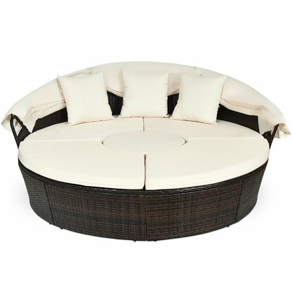 Patio Round Daybed Rattan Furniture Sets with Canopy, White Patio Furniture Sets at Gallery Canada