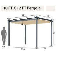 Thumbnail for 10 x 12 Feet Outdoor Aluminum Retractable Pergola Canopy Shelter Grape Trellis - Gallery View 5 of 12