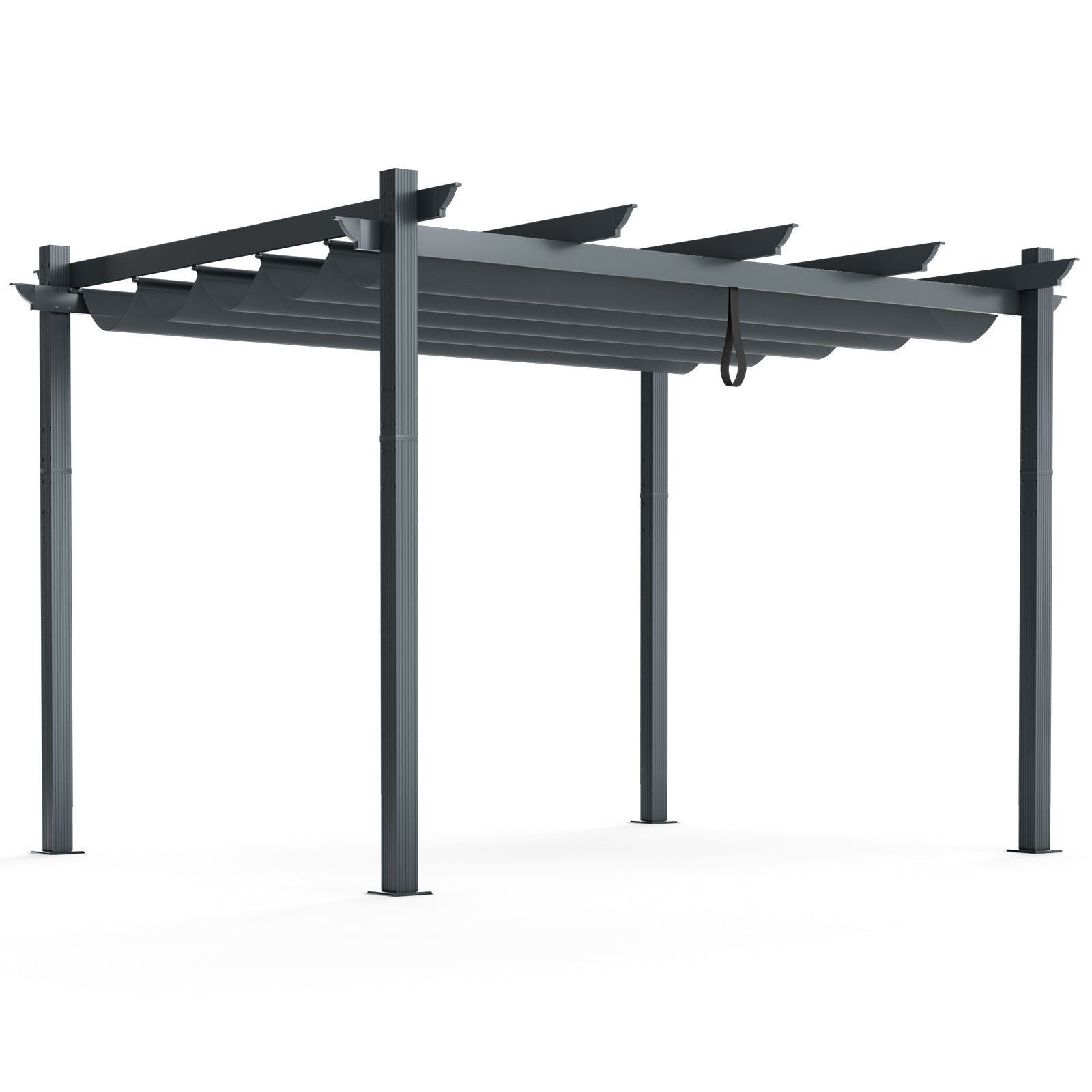 10 x 12 Feet Aluminum Retractable Pergola Canopy, Gray Gazebos Gray at Gallery Canada