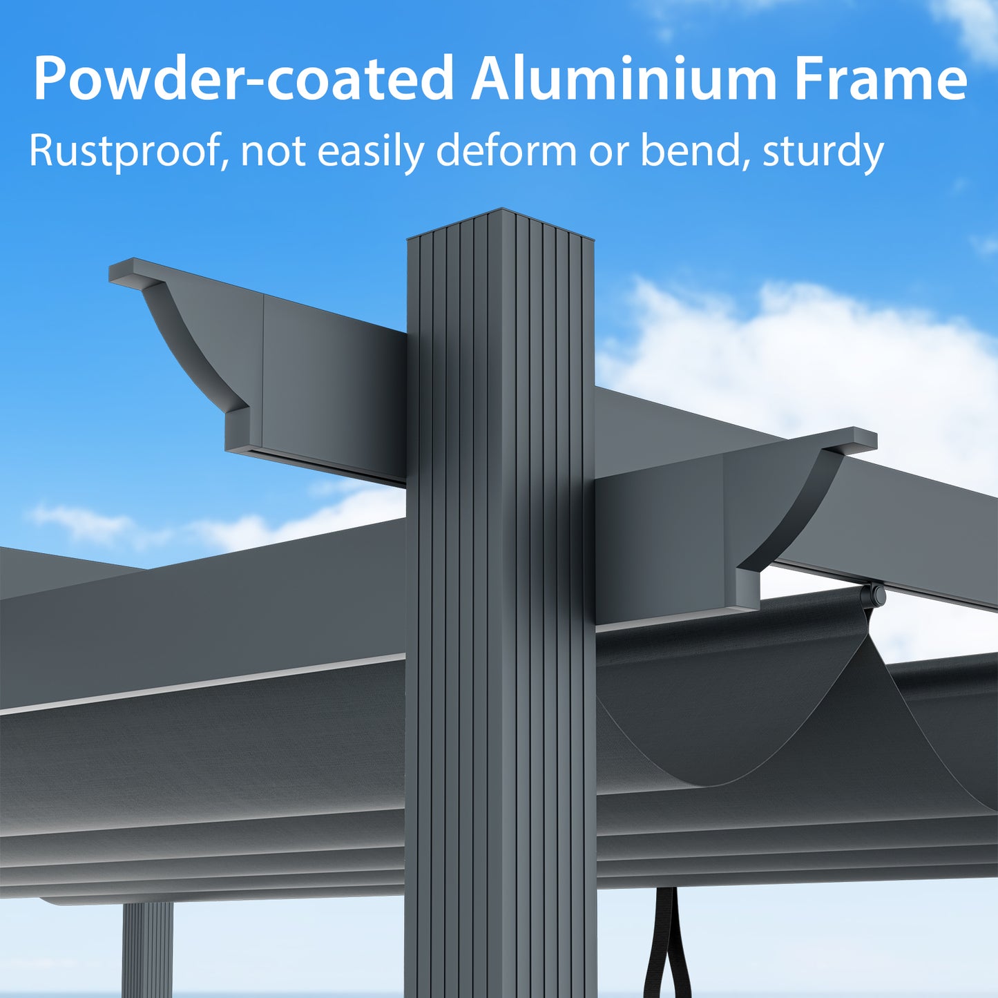 10 x 12 Feet Aluminum Retractable Pergola Canopy, Gray Gazebos at Gallery Canada