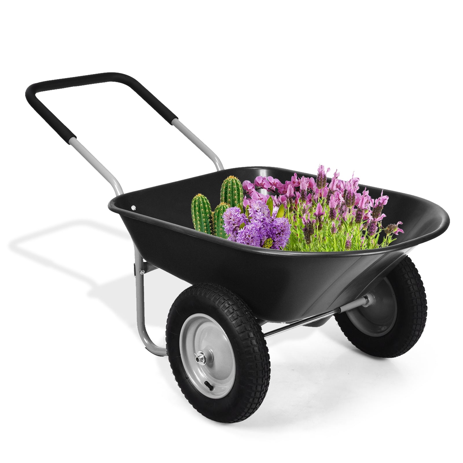 2 Tire Wheelbarrow Garden Cart Heavy-duty Dolly Utility Cart, Black Garden Carts at Gallery Canada