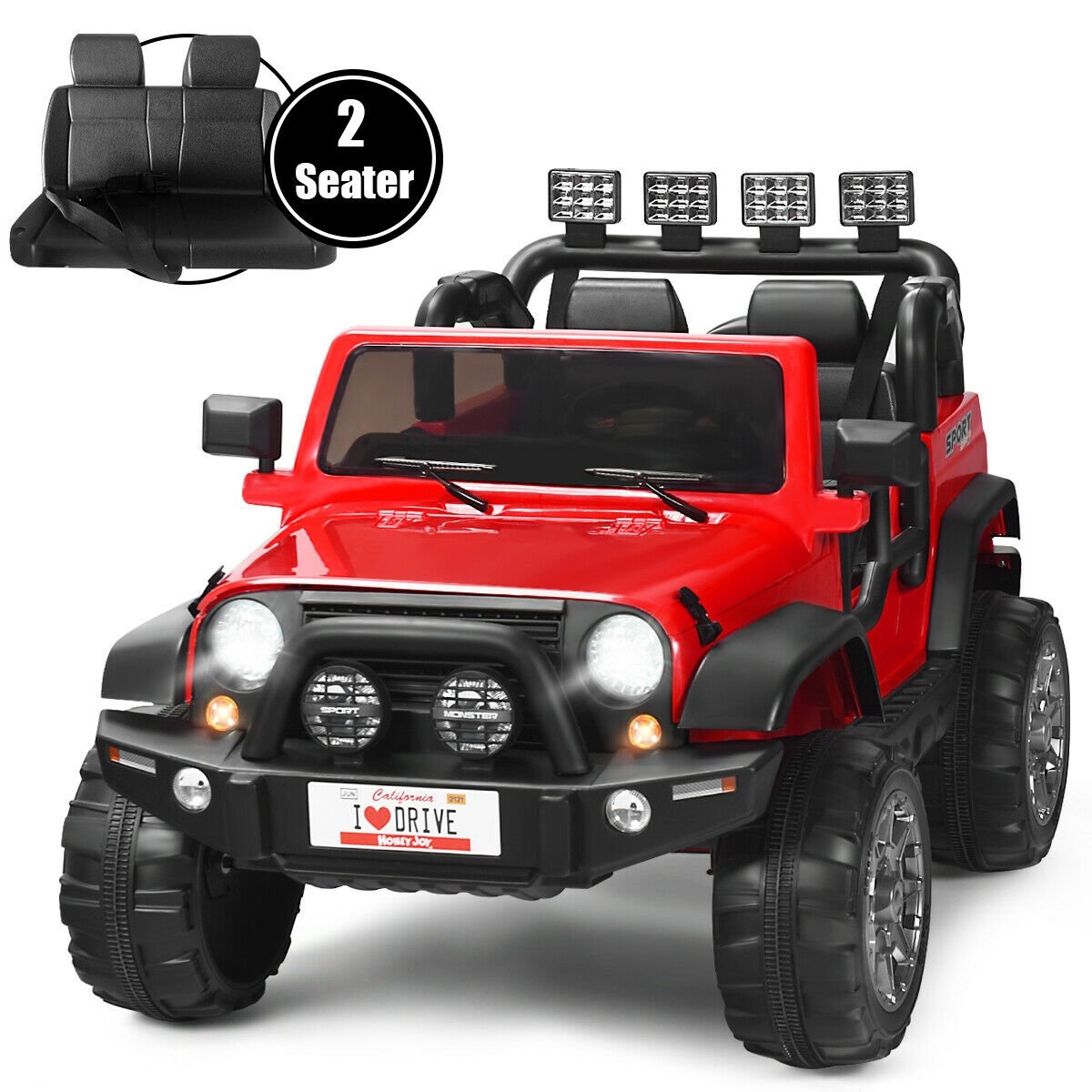 12V 2-Seater Ride on Car Truck with Remote Control and Storage Room, Red - Gallery Canada