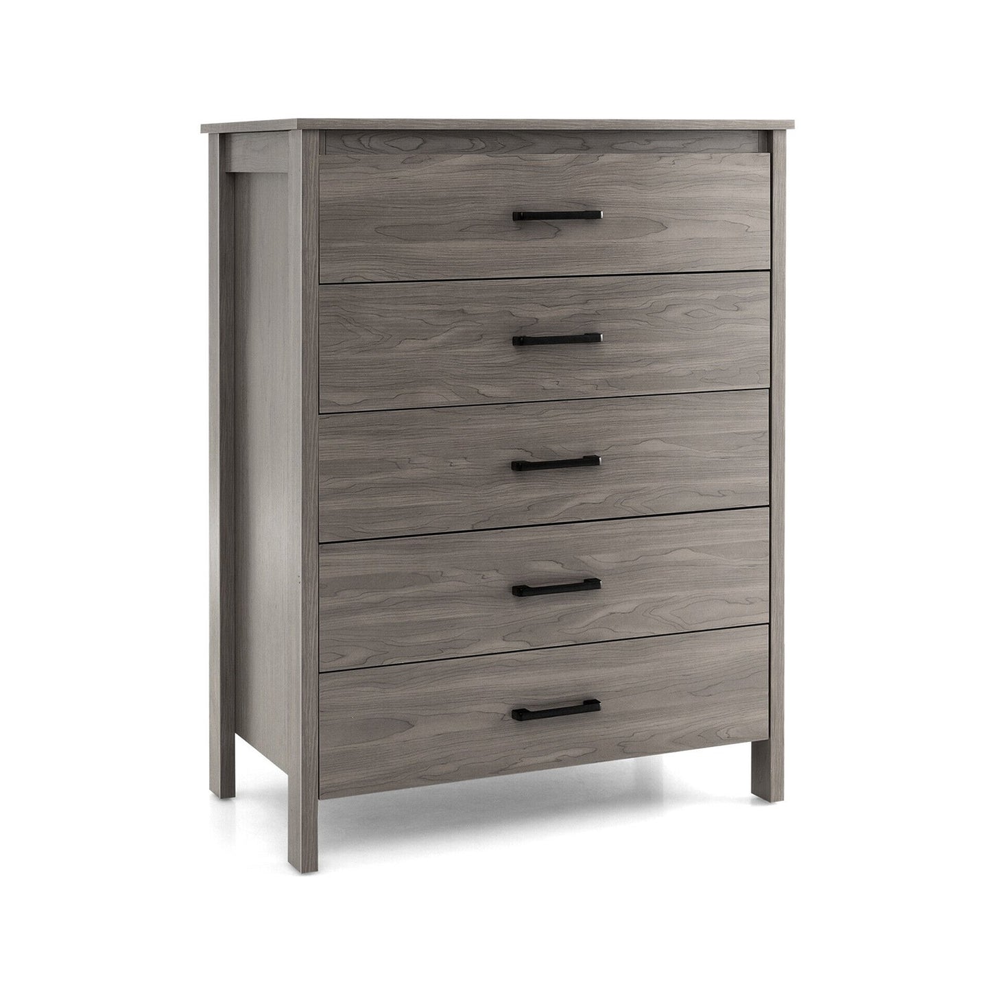 Modern 5-Drawer Multipurpose Chest Dresser with Metal Handles, Gray Dressers & Chests Gray at Gallery Canada