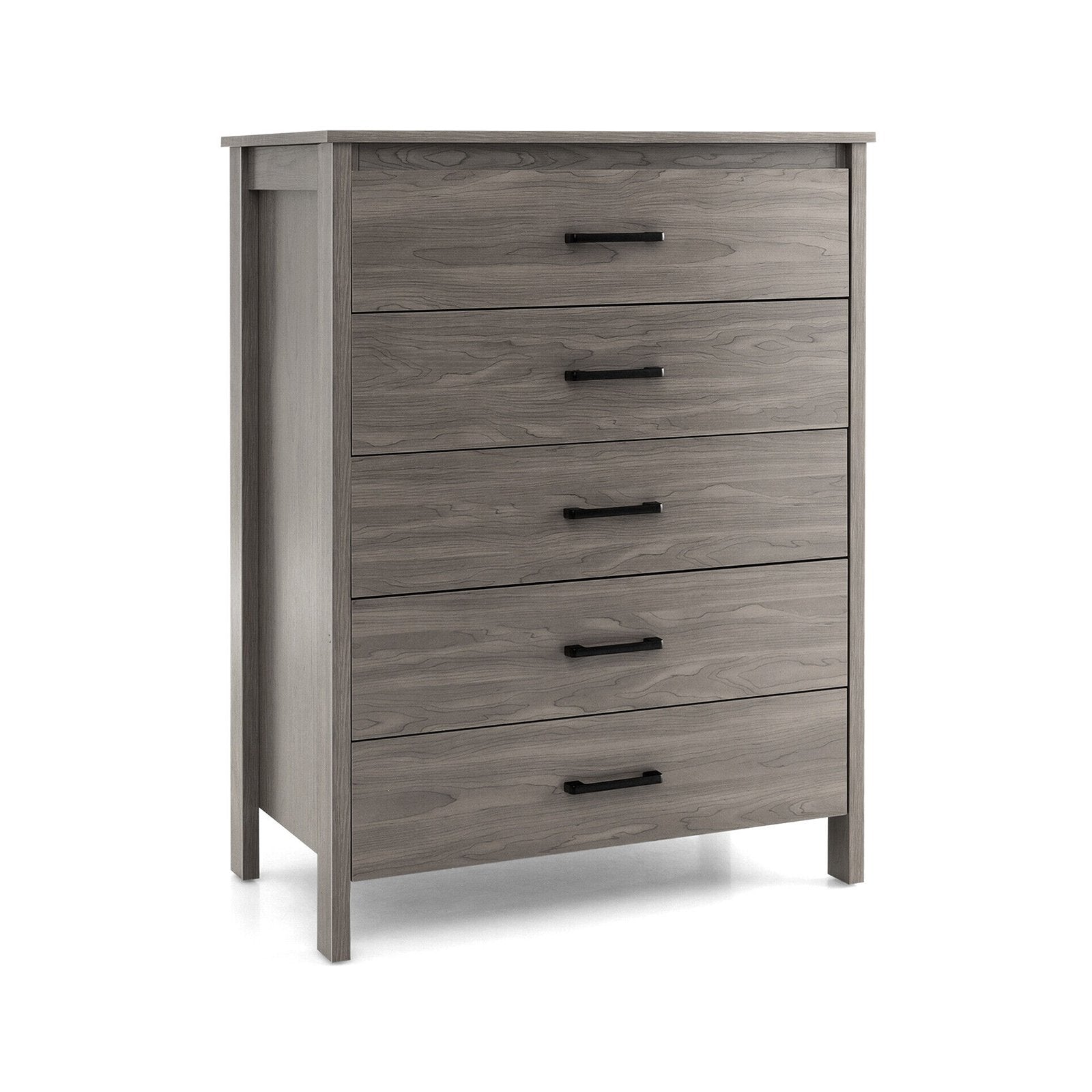 Modern 5-Drawer Multipurpose Chest Dresser with Metal Handles, Gray Dressers & Chests Gray at Gallery Canada