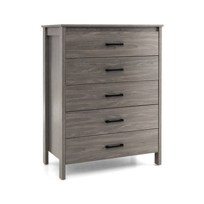 Modern 5-Drawer Multipurpose Chest Dresser with Metal Handles, Gray Dressers & Chests Gray at Gallery Canada
