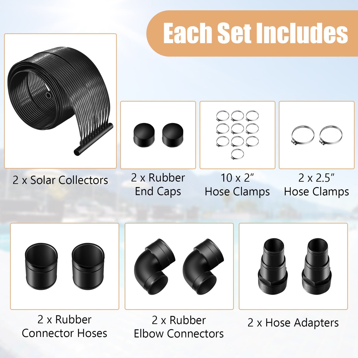 2 Pieces 10/16.4/20 Feet Weatherproof Solar Swimming Pool Heating System-L, Black Swimming Pools at Gallery Canada