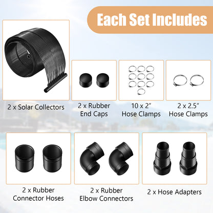 2 Pieces 10/16.4/20 Feet Weatherproof Solar Swimming Pool Heating System-L, Black Swimming Pools at Gallery Canada