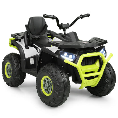 Quad ATV électrique à 4 roues pour enfants, 12 V, avec MP3 et lumières LED, blanc