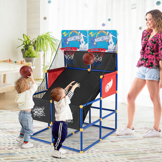 Kids Arcade Basketball Game Set with 4 Basketballs and Ball Pump, Multicolor - Gallery Canada