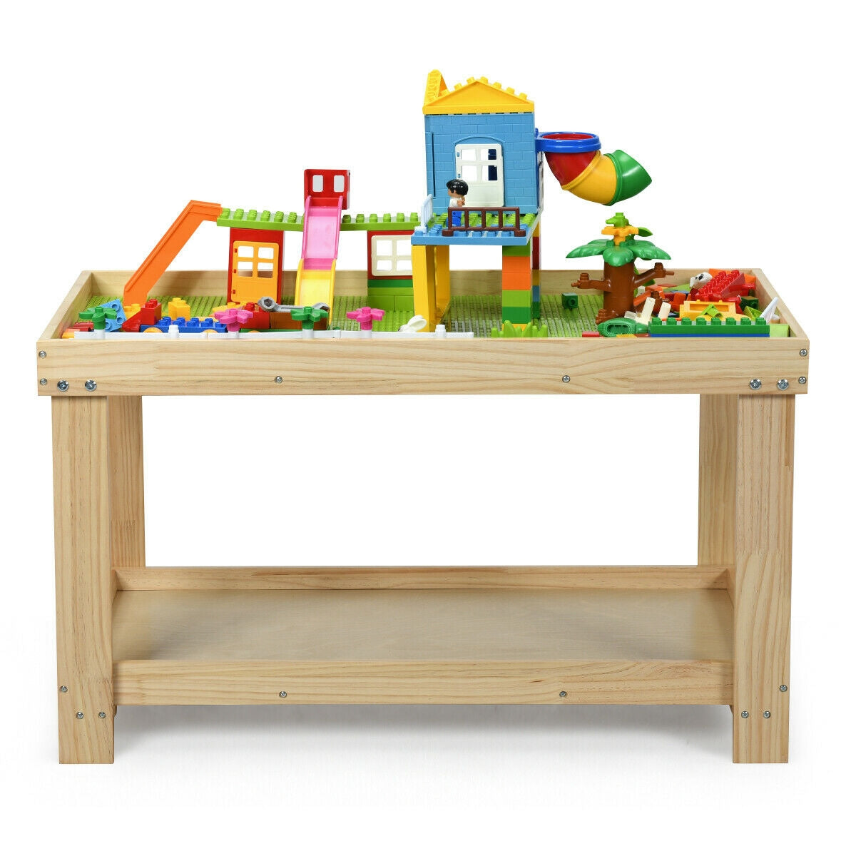Solid Multifunctional Wood Kids Activity Play Table, Natural Kids Table & Chair Sets at Gallery Canada