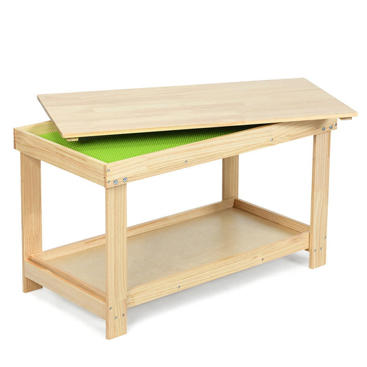 Solid Multifunctional Wood Kids Activity Play Table, Natural Kids Table & Chair Sets Natural at Gallery Canada