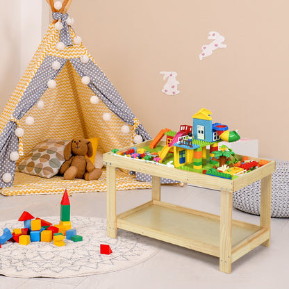 Solid Multifunctional Wood Kids Activity Play Table, Natural Kids Table & Chair Sets at Gallery Canada
