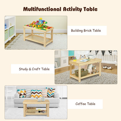 Solid Multifunctional Wood Kids Activity Play Table, Natural Kids Table & Chair Sets at Gallery Canada