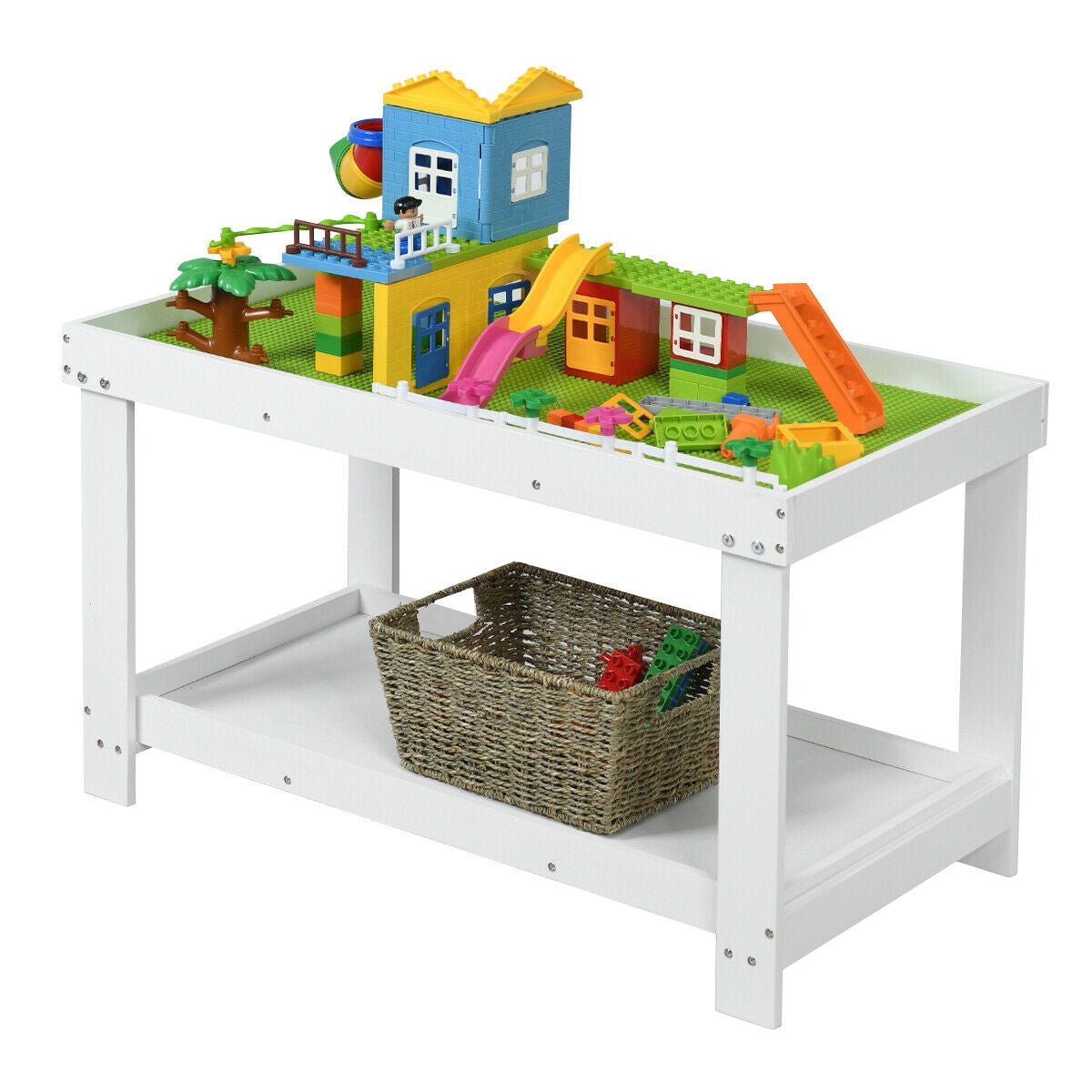 Solid Multifunctional Wood Kids Activity Play Table, White Kids Table & Chair Sets at Gallery Canada