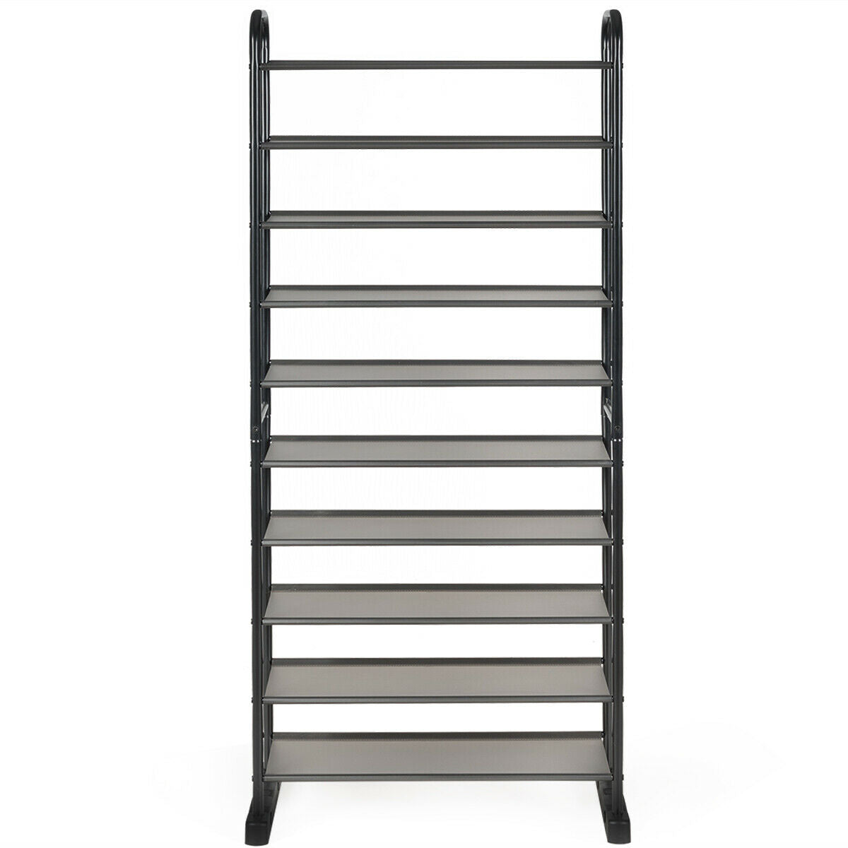 10-Tier Free-Standing Metal Frame Shoe Rack, Black Shoe Racks & Storage Benches at Gallery Canada