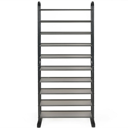 10-Tier Free-Standing Metal Frame Shoe Rack, Black Shoe Racks & Storage Benches at Gallery Canada